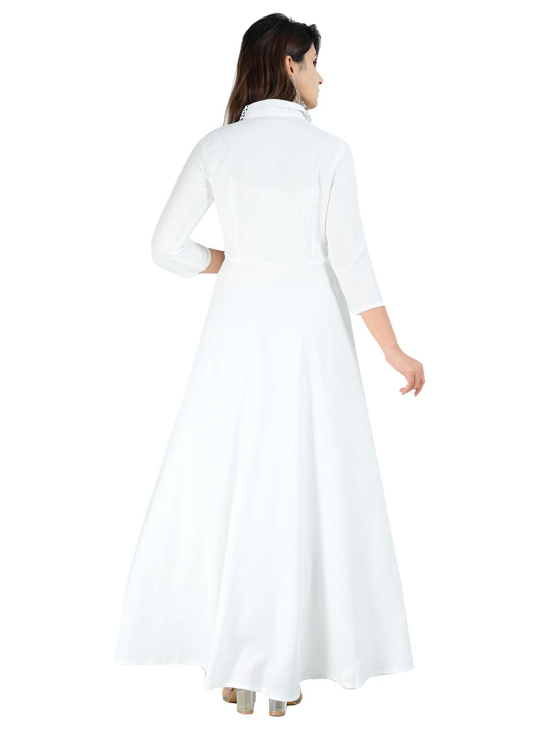 women printed three quarter sleeve ethnic dress - 22338055 -  Standard Image - 3