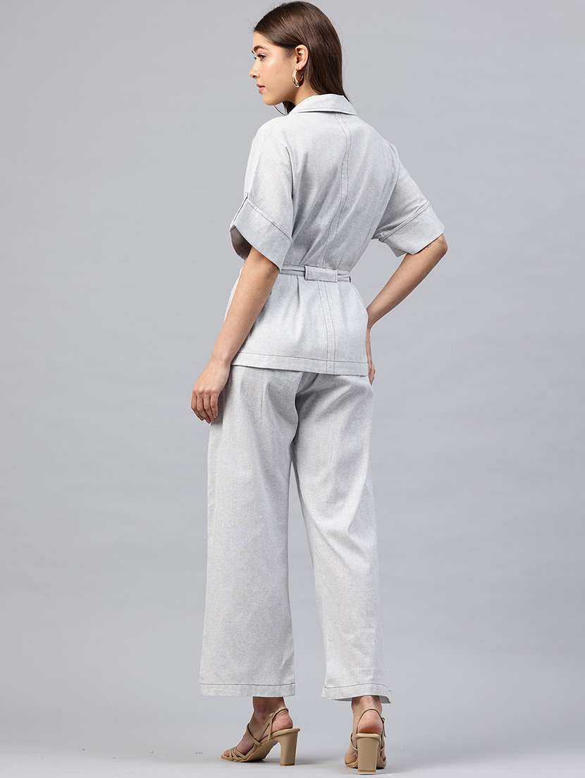 women solid shirt and trouser co-ord set - 22338081 -  Standard Image - 3