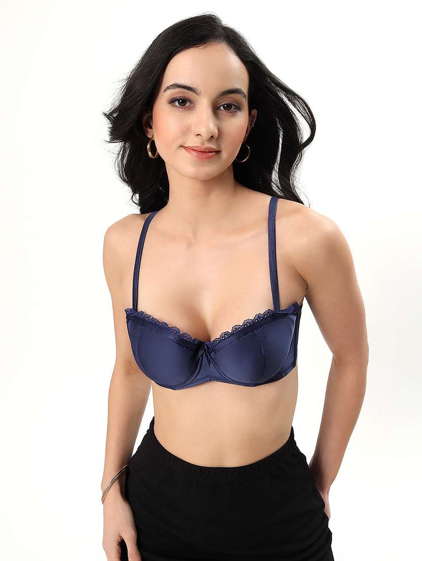women solid padded balconette bra