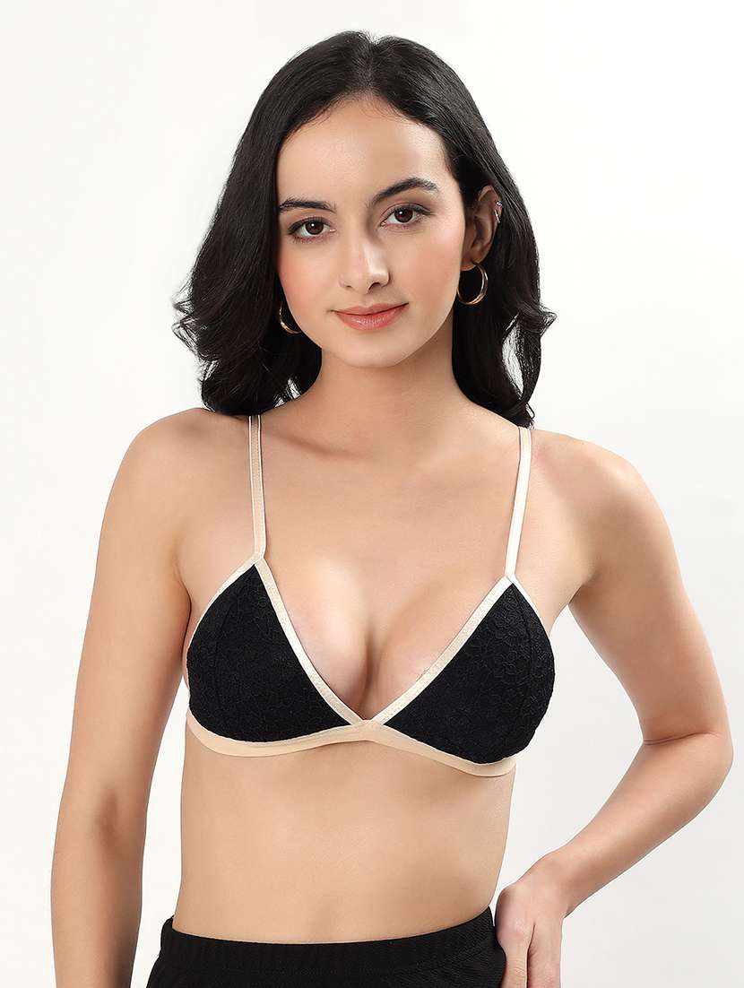 women solid lightly padded plunge bra