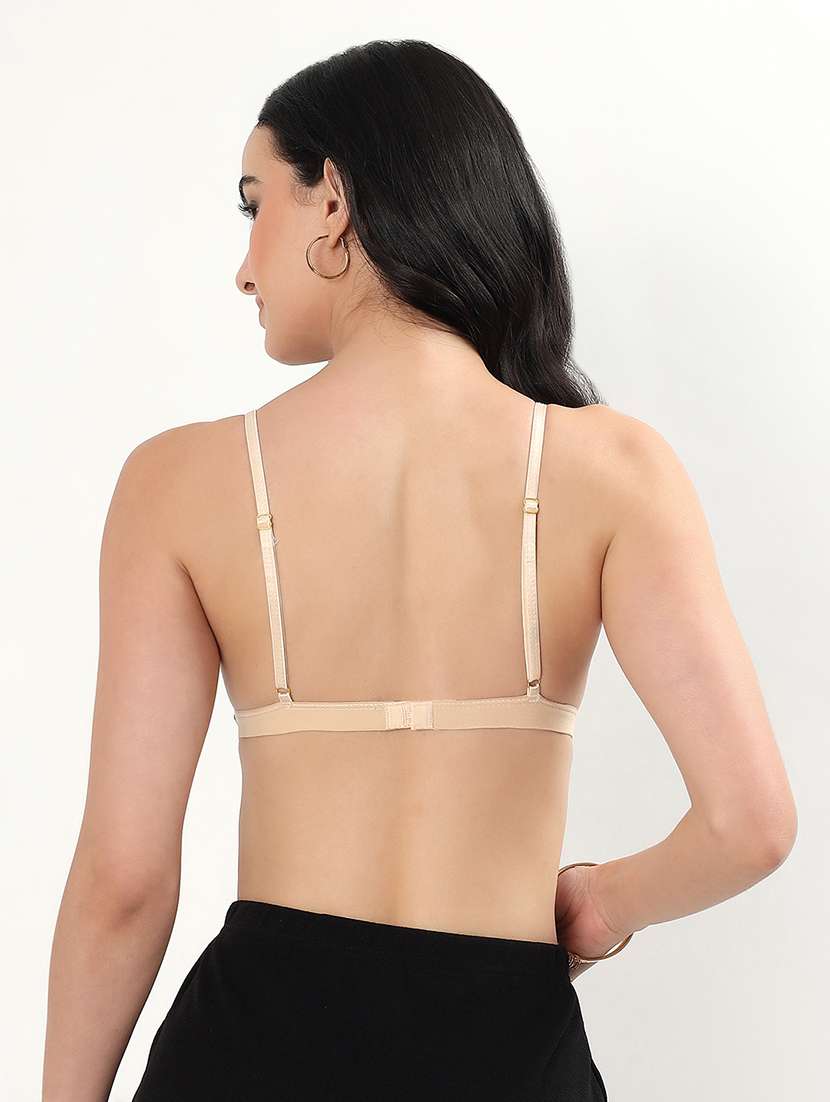 women solid lightly padded plunge bra - 22338105 -  Standard Image - 3