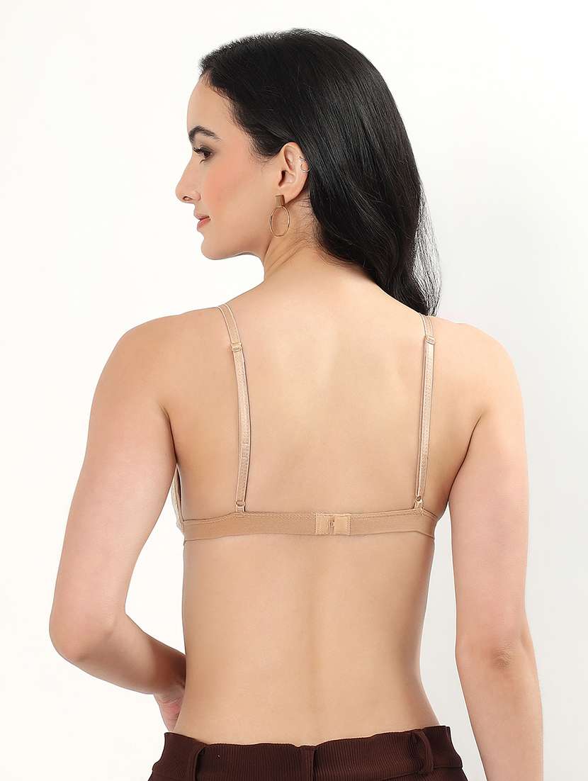 women solid lightly padded plunge bra - 22338107 -  Standard Image - 3
