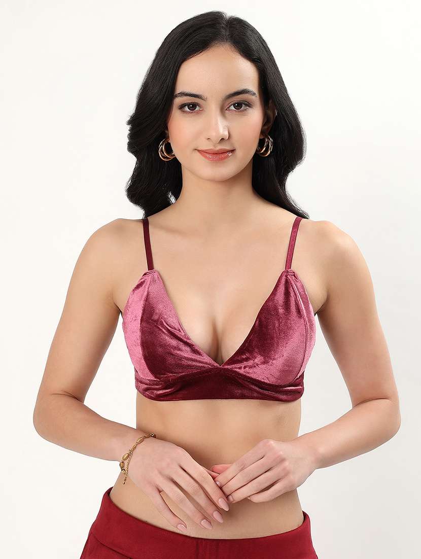 women solid lightly padded bralette