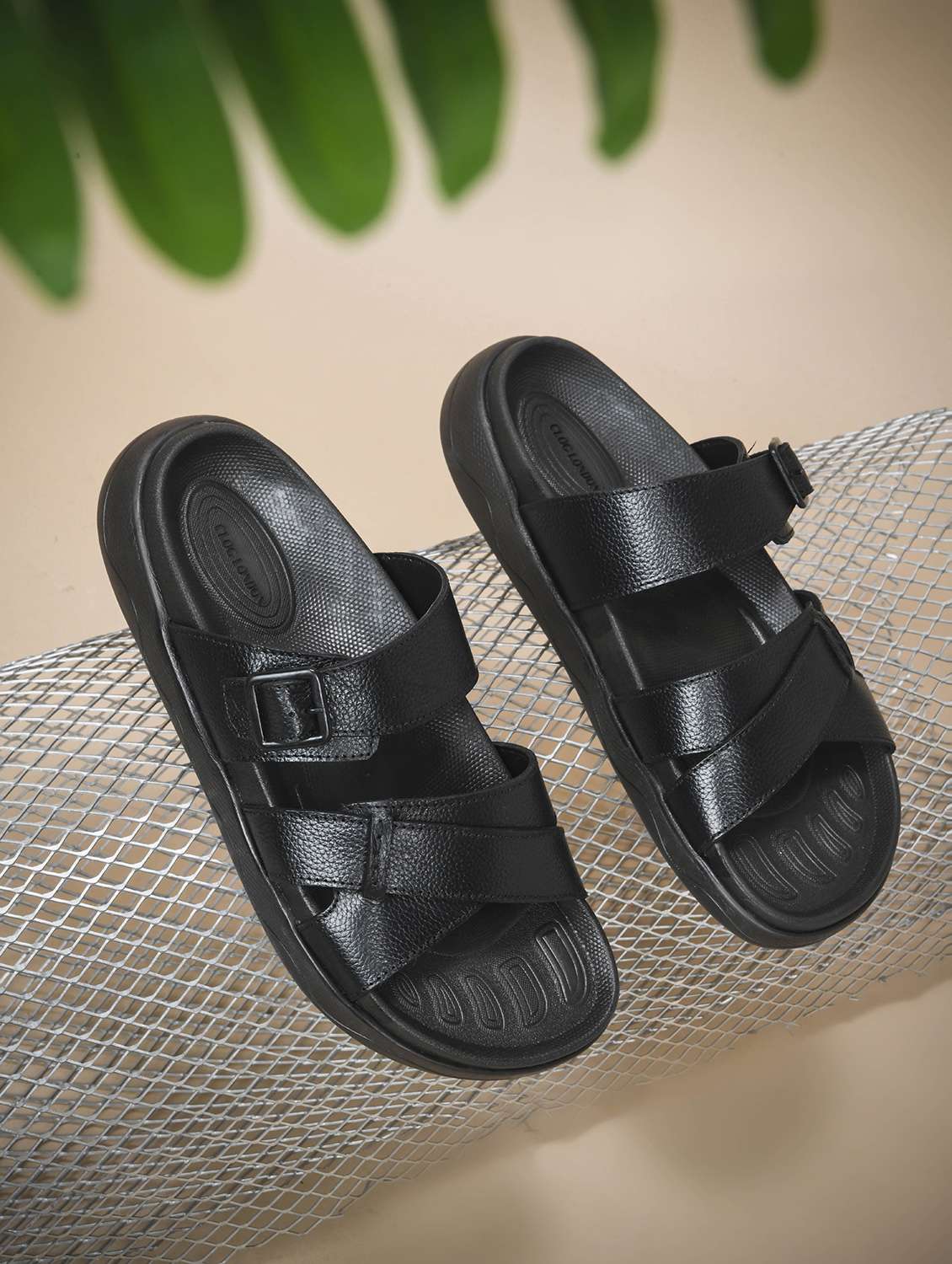 men black slip on sandal