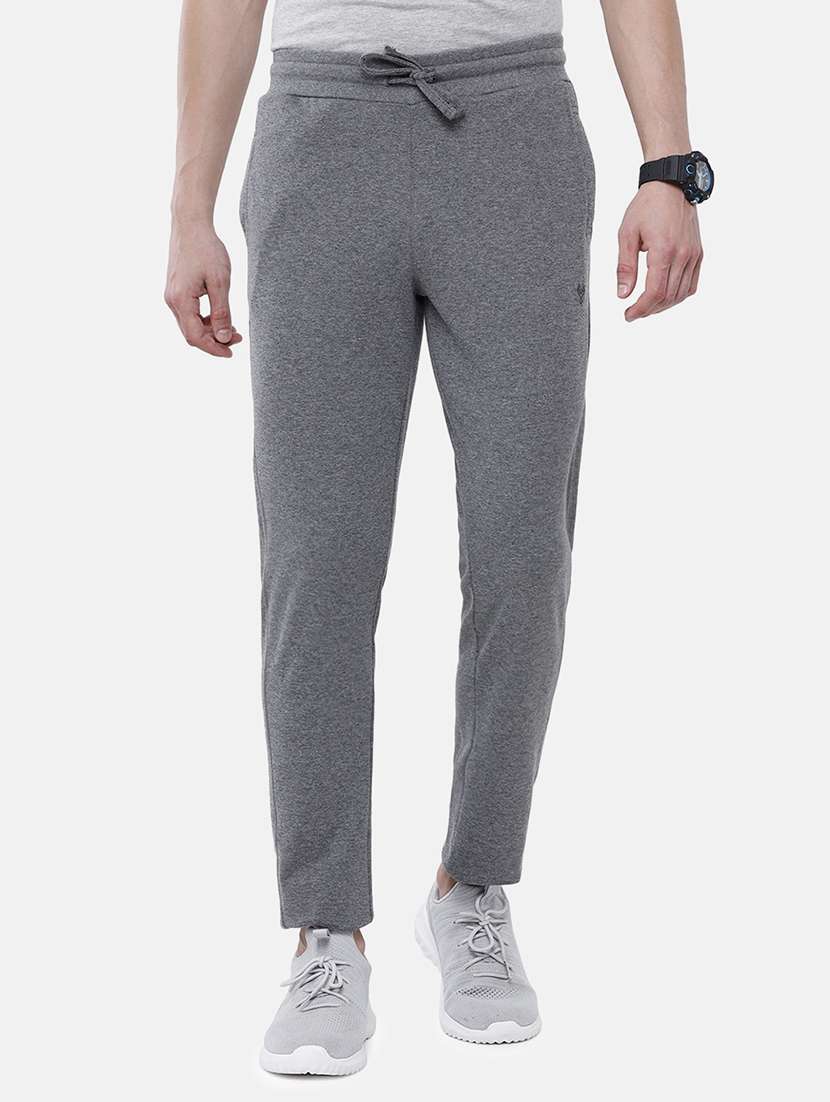 men solid mid rise full length track pant