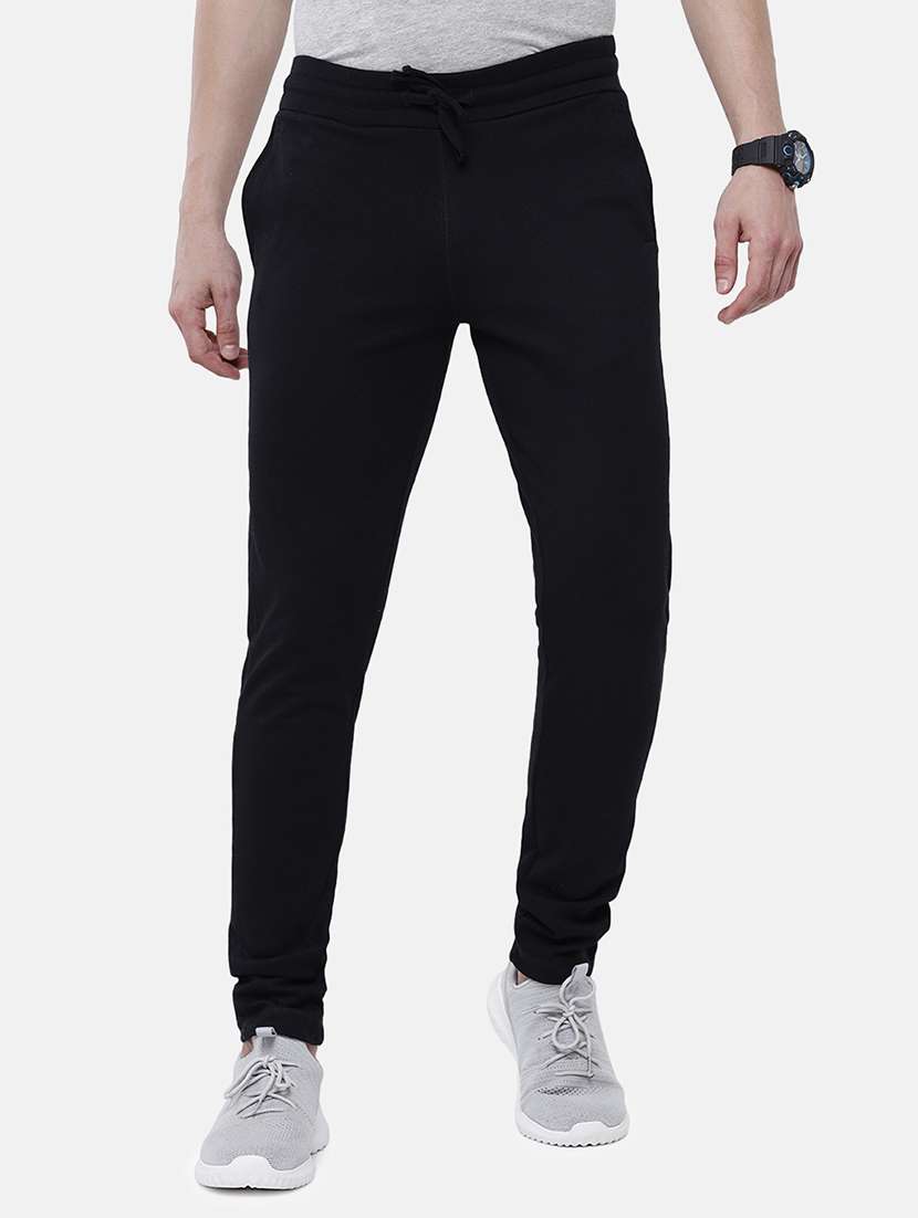 men solid mid rise full length track pant