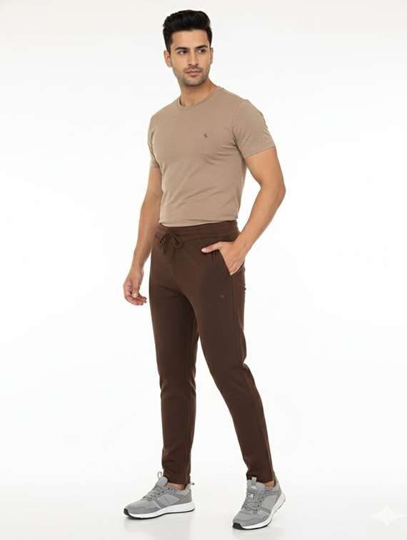 men solid mid rise full length track pant - 22338187 -  Standard Image - 3