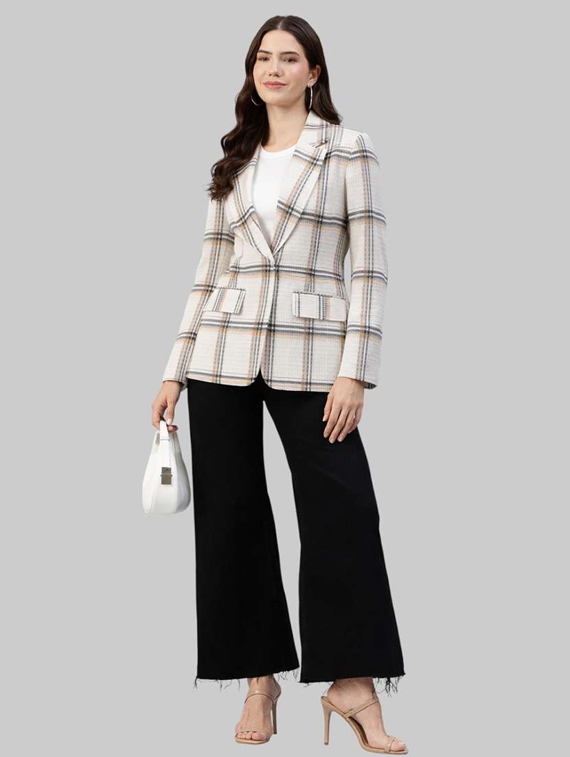 women checkered long sleeve double breasted blazer - 22338193 -  Standard Image - 3