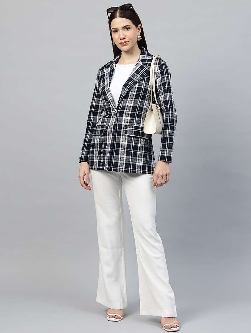 women checkered long sleeve double breasted blazer - 22338195 -  Standard Image - 3
