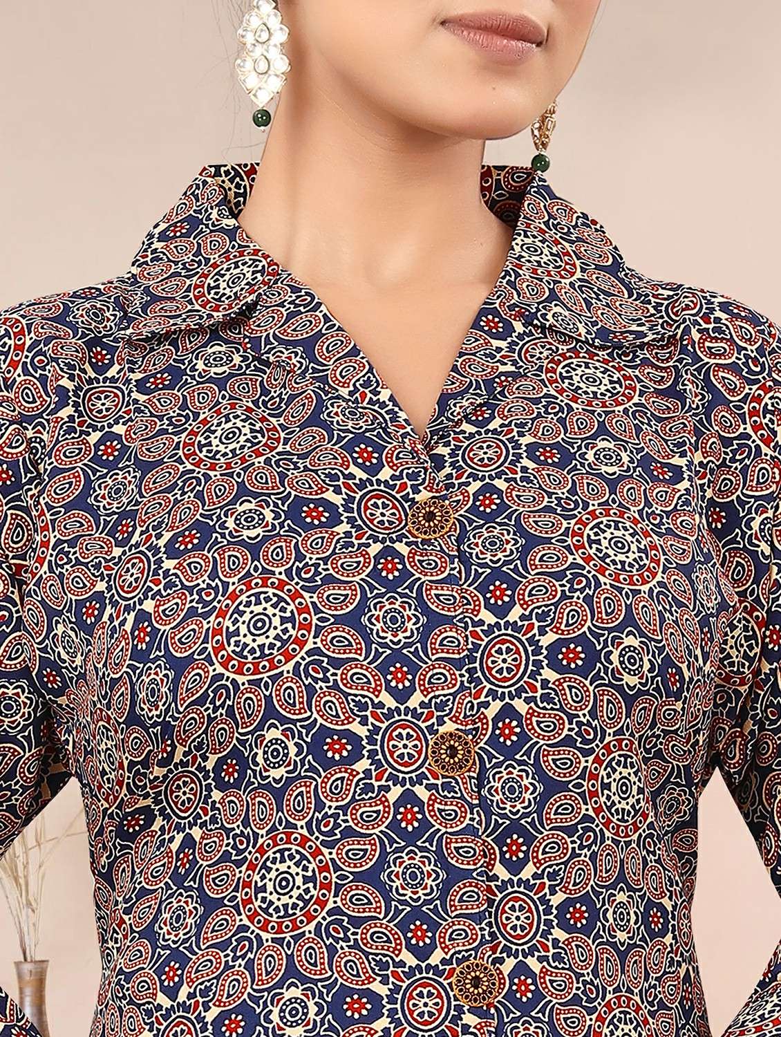 women printed three quarter sleeve co-ord set - 22338221 -  Standard Image - 3