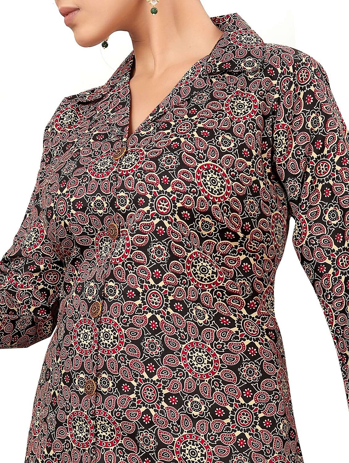 women printed three quarter sleeve co-ord set - 22338227 -  Standard Image - 3
