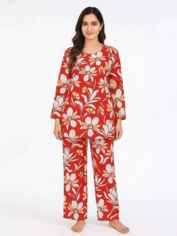 women printed nightwear pyjama set
