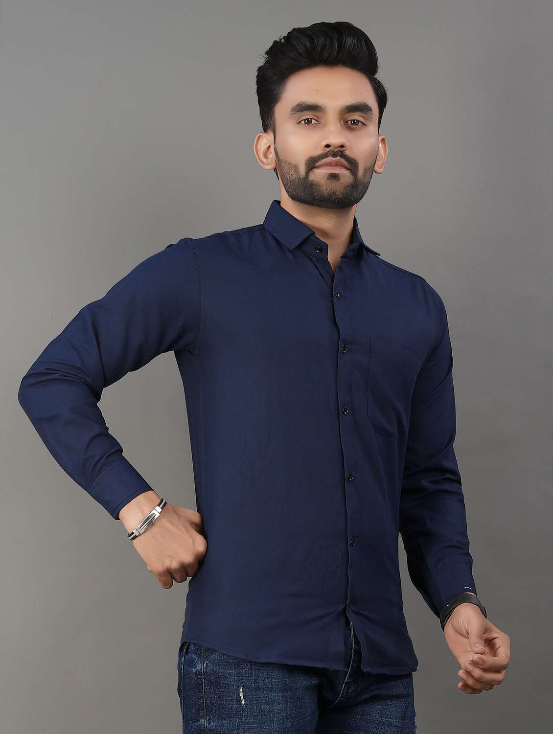 men solid long sleeve regualr fit casual shirt