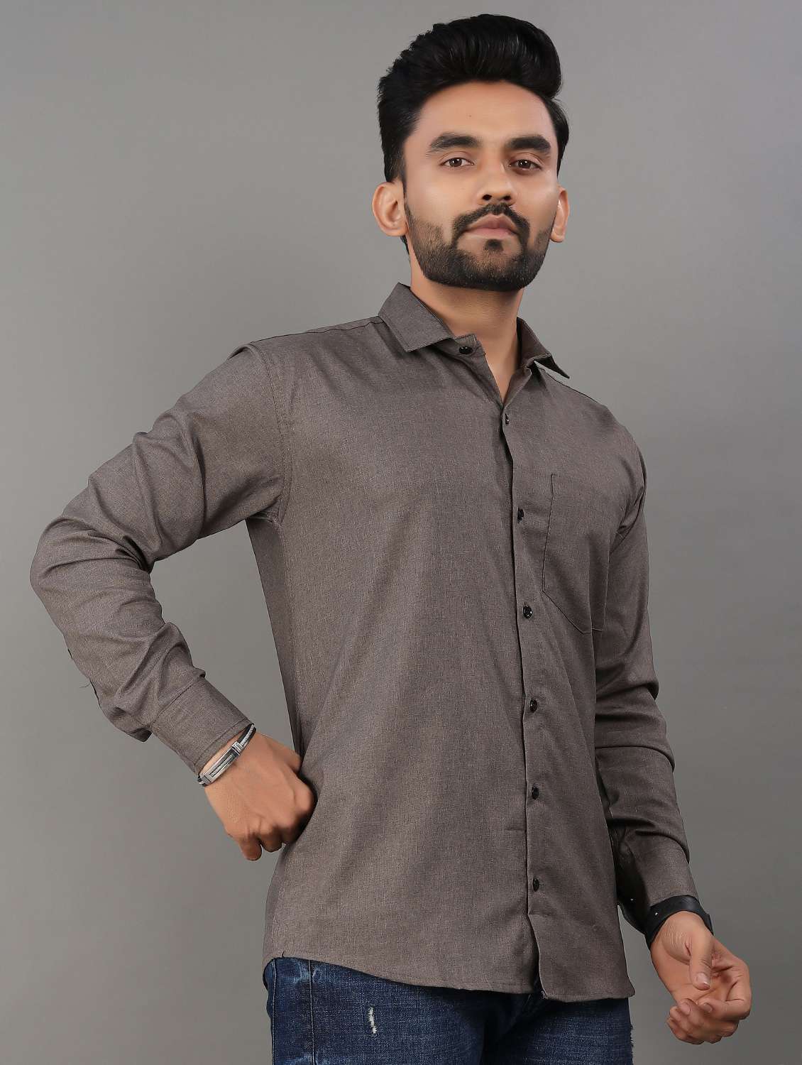 men solid long sleeve regualr fit casual shirt