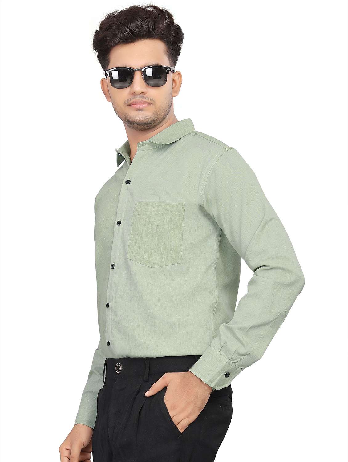 men solid long sleeve regualr fit formal shirt