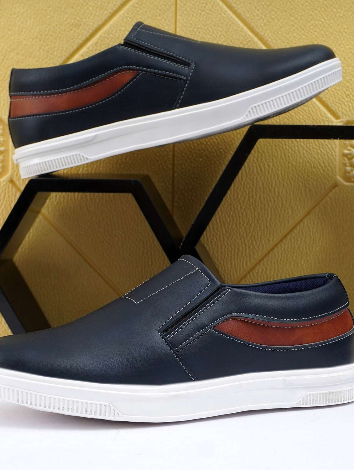 men blue slip on casual shoe