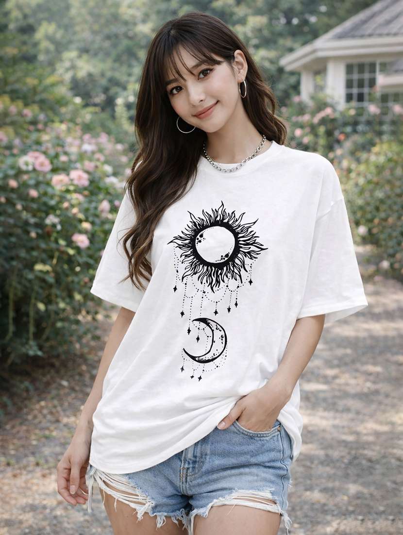 women printed short sleeve oversized t-shirt