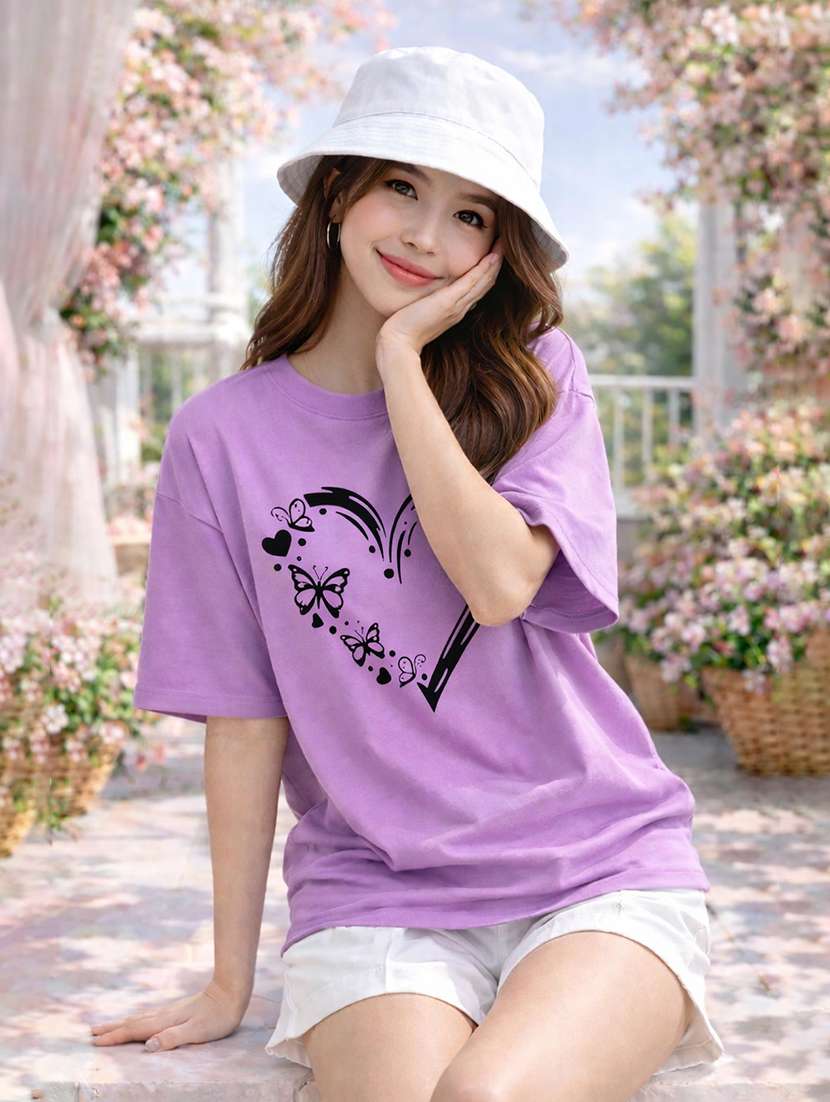 women printed short sleeve oversized t-shirt