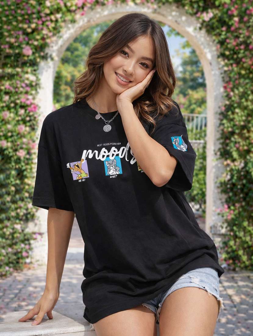women printed short sleeve oversized t-shirt