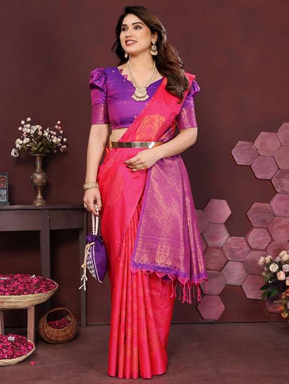 women self design banarasi saree with blouse