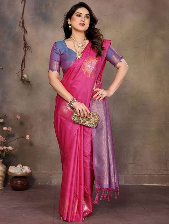women self design banarasi saree with blouse