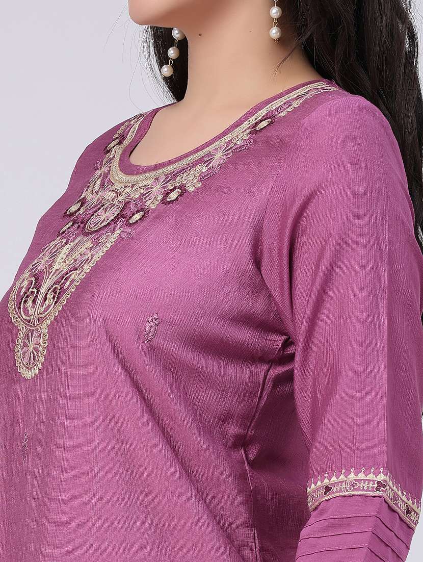 women embroidered three quarter sleeves kurta palazzo set with dupatta - 22338452 -  Standard Image - 5
