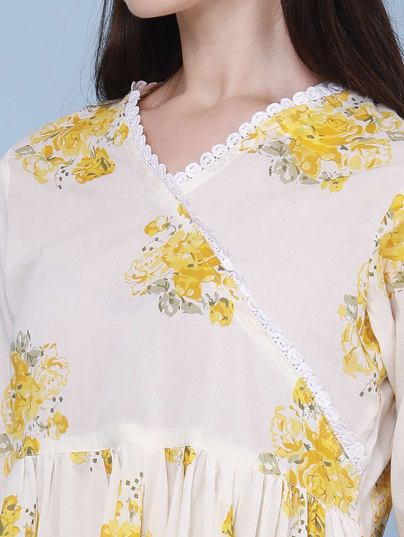 women printed three quarter sleeves kurta pant set - 22338479 -  Standard Image - 5