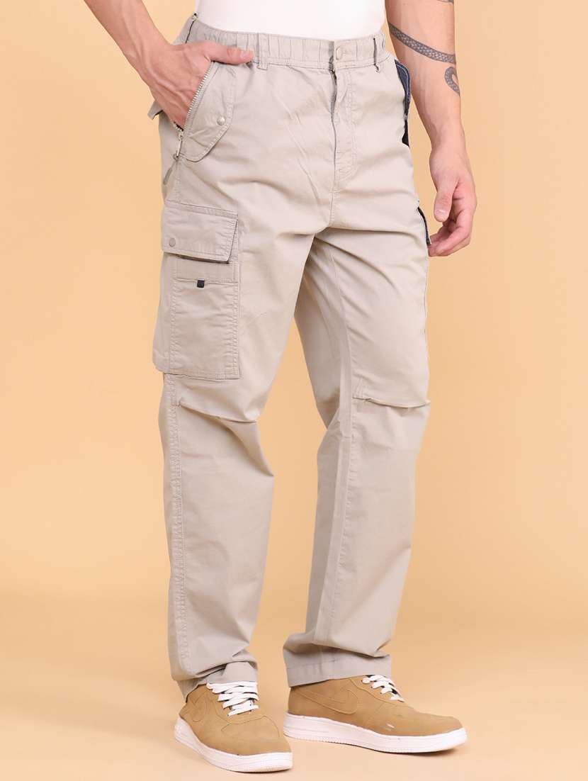 men solid mid rise loose fit cargo  - 22338483 -  Standard Image - 3