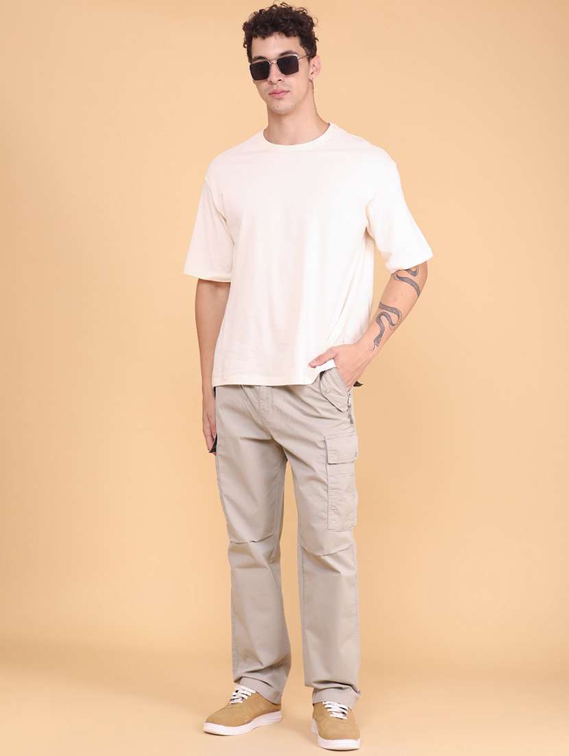 men solid mid rise loose fit cargo  - 22338483 -  Standard Image - 5