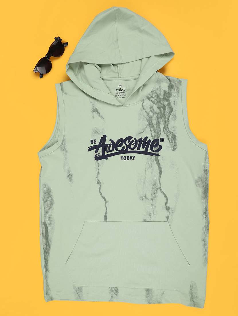 boys green cotton blend t-shirt