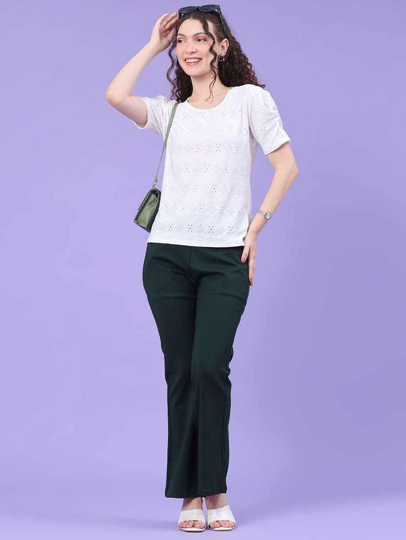 women solid mid rise bootcut trouser - 22338715 -  Standard Image - 5