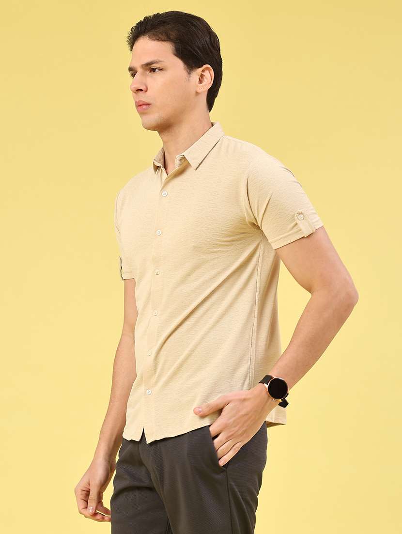 men self design short sleeve slim fit casual shirt - 22338794 -  Standard Image - 3