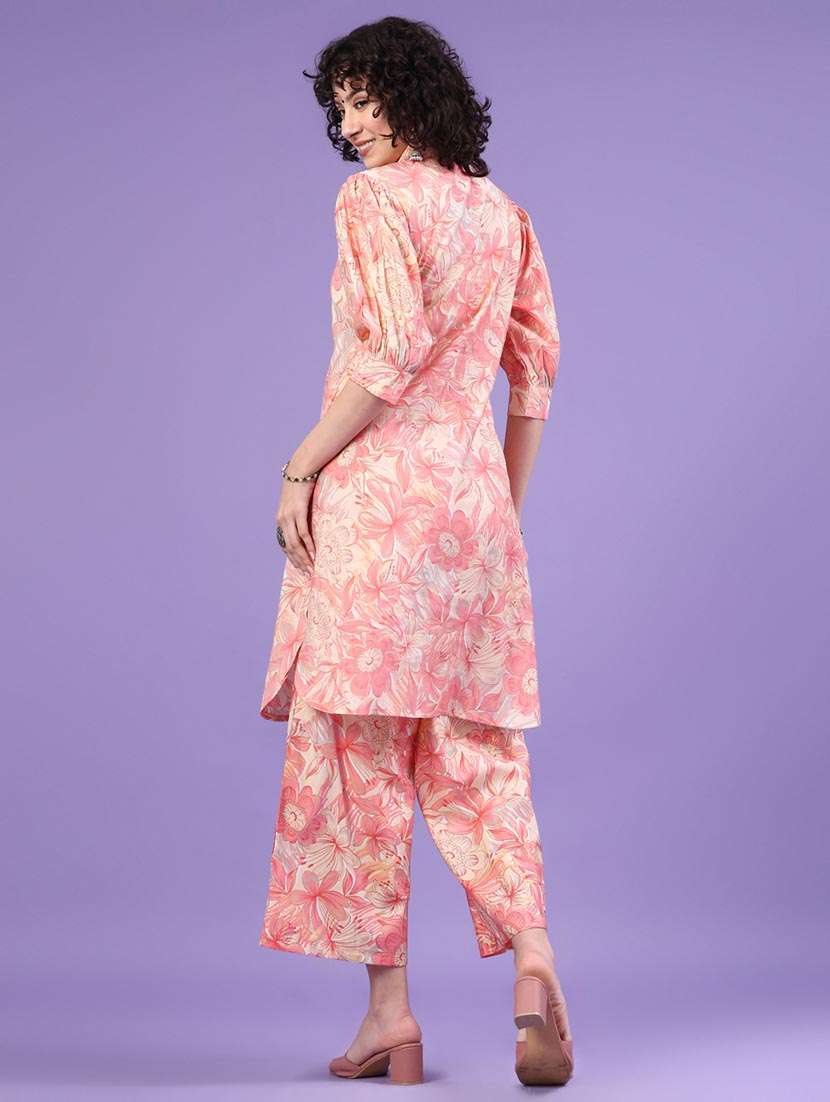 women printed three quarter sleeve co-ord set - 22338879 -  Standard Image - 3