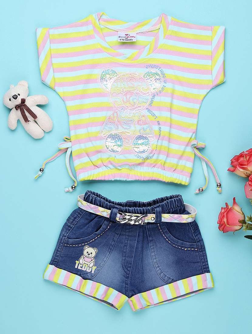 green cotton combo infant twin set