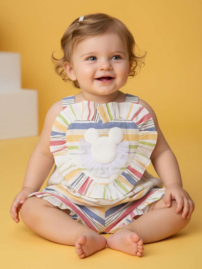 white cotton combo infant twin set