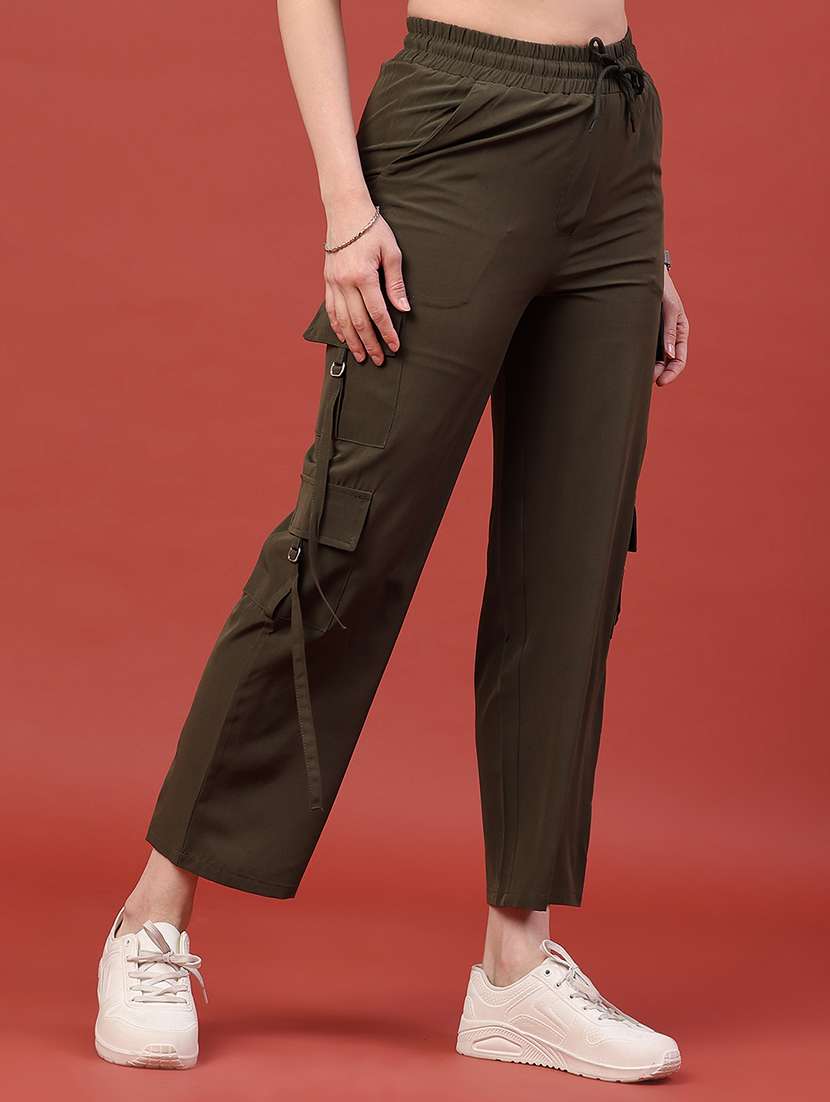 women solid mid rise cargo pant - 22338943 -  Standard Image - 3