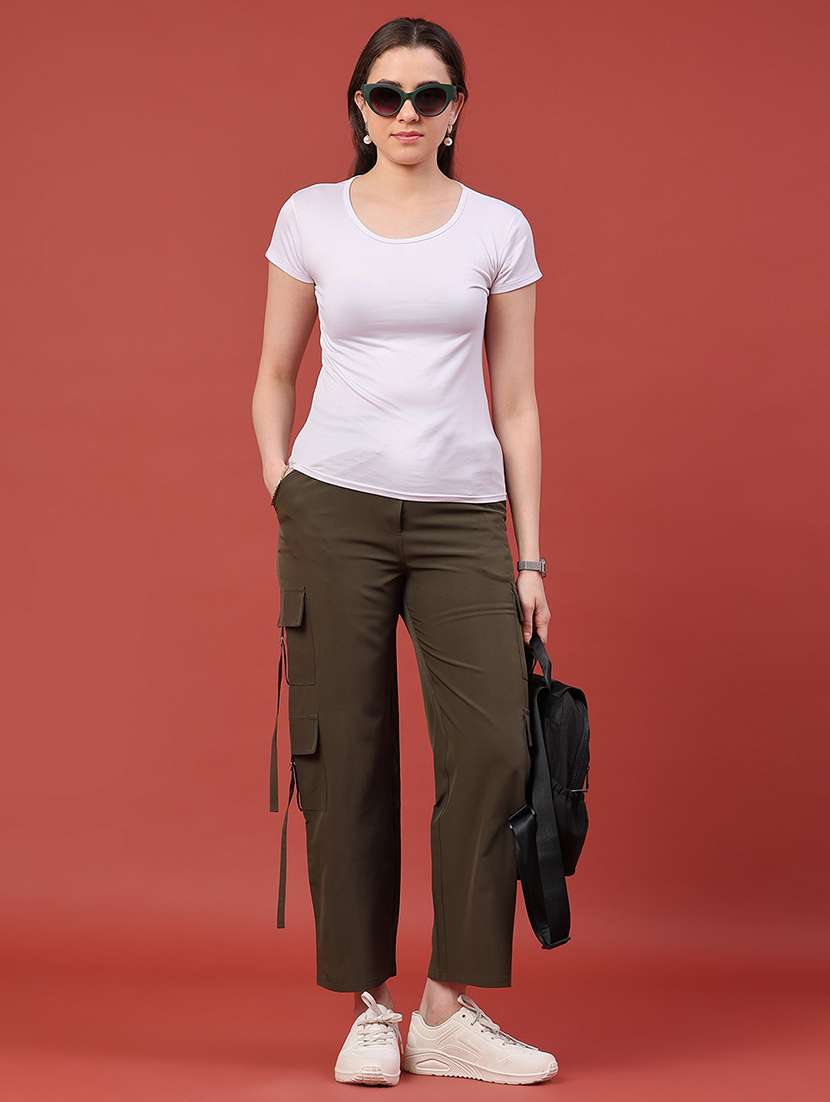 women solid mid rise cargo pant - 22338943 -  Standard Image - 5