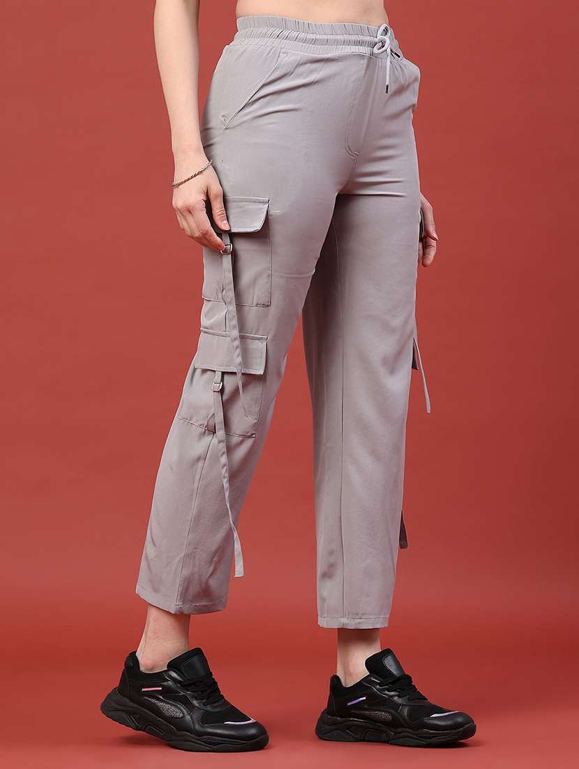 women solid mid rise cargo pant - 22338944 -  Standard Image - 3