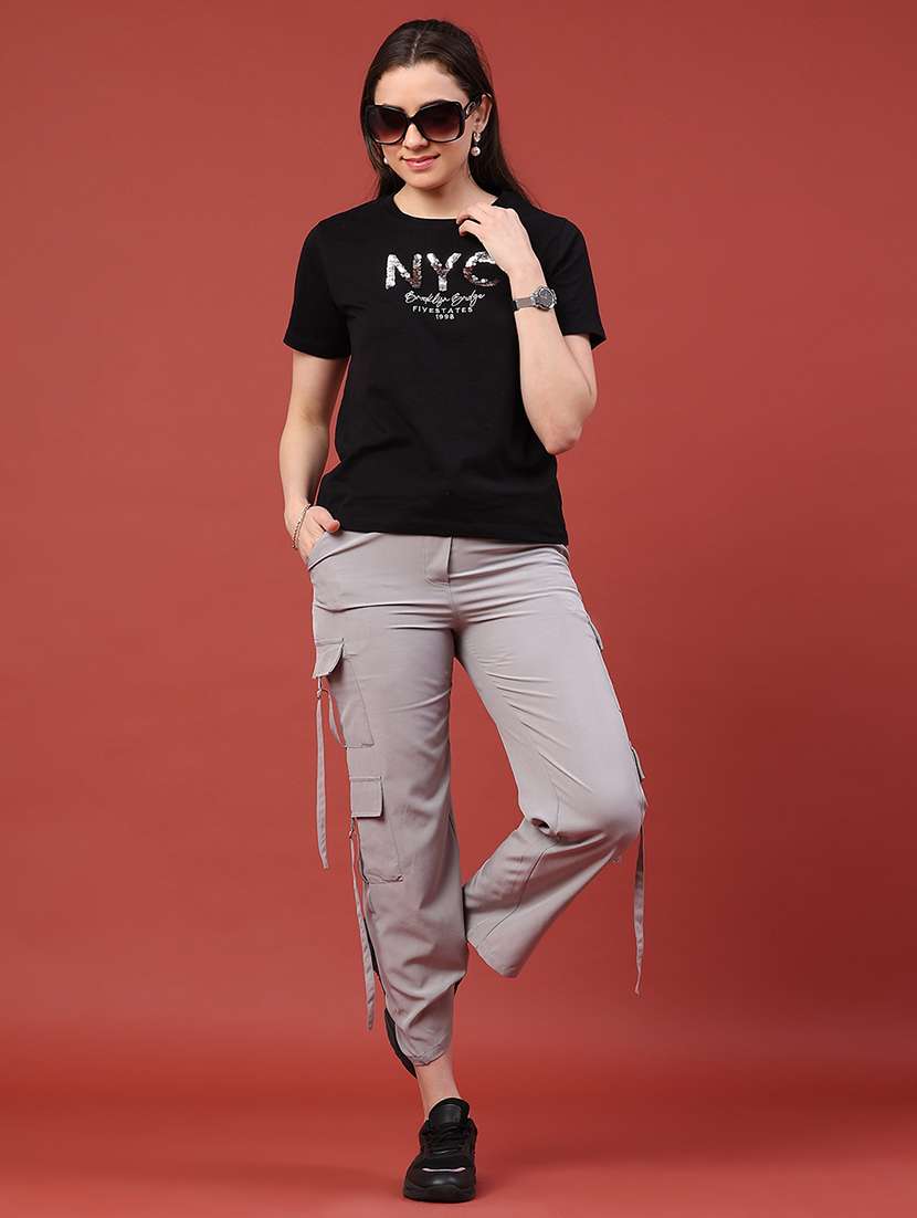 women solid mid rise cargo pant - 22338944 -  Standard Image - 5