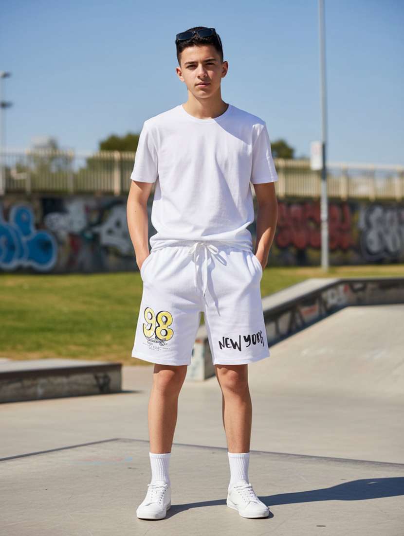 boys printed mid rise regular shorts