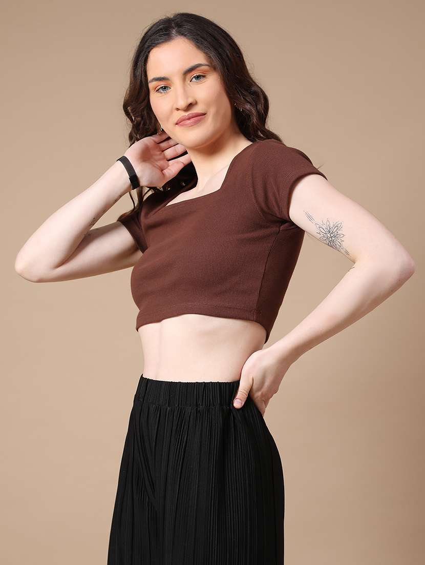 brown cotton crop top - 22338966 -  Standard Image - 3