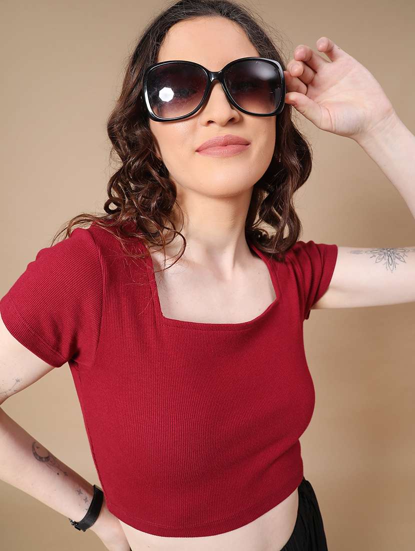 maroon cotton crop top