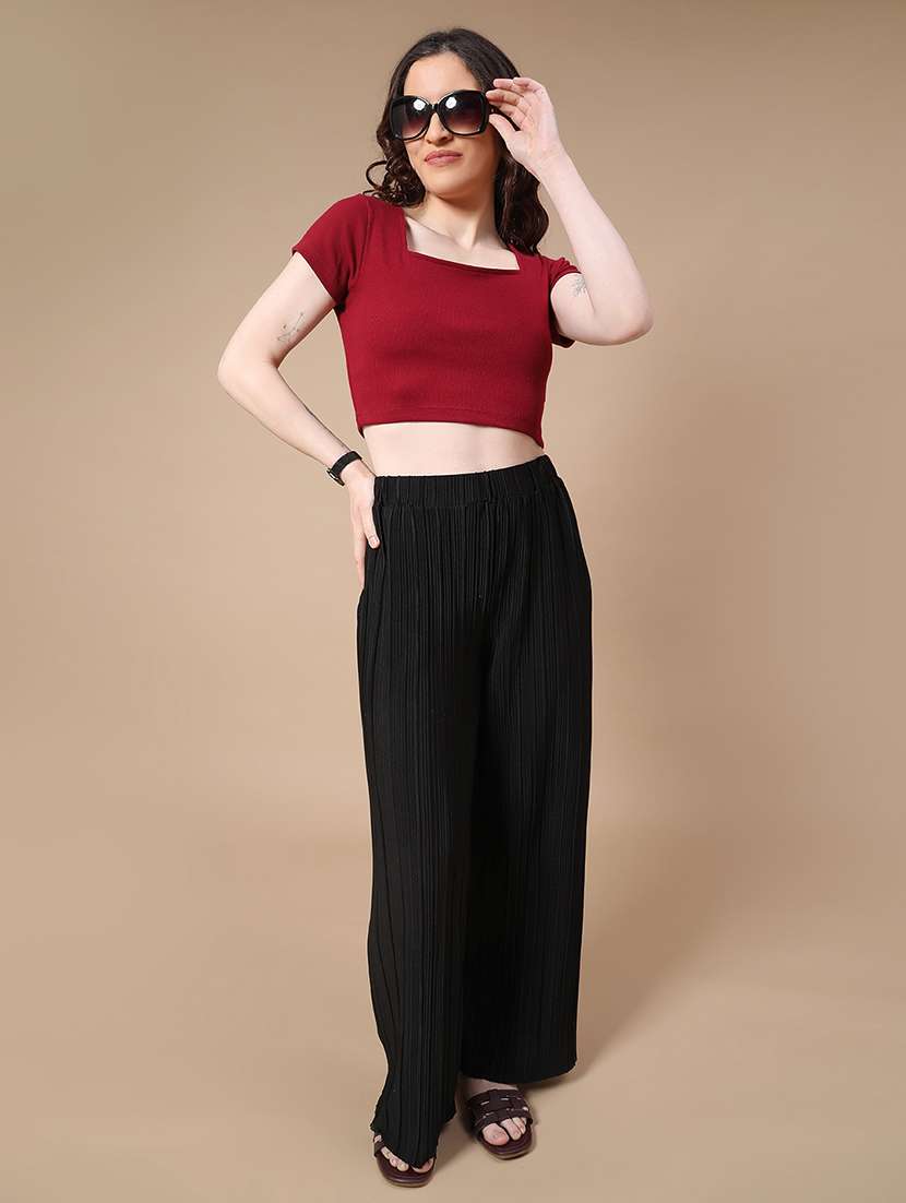 maroon cotton crop top - 22338967 -  Standard Image - 5