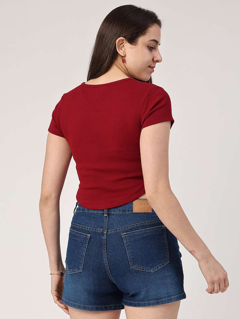 women solid square neck t-shirt - 22338974 -  Standard Image - 3