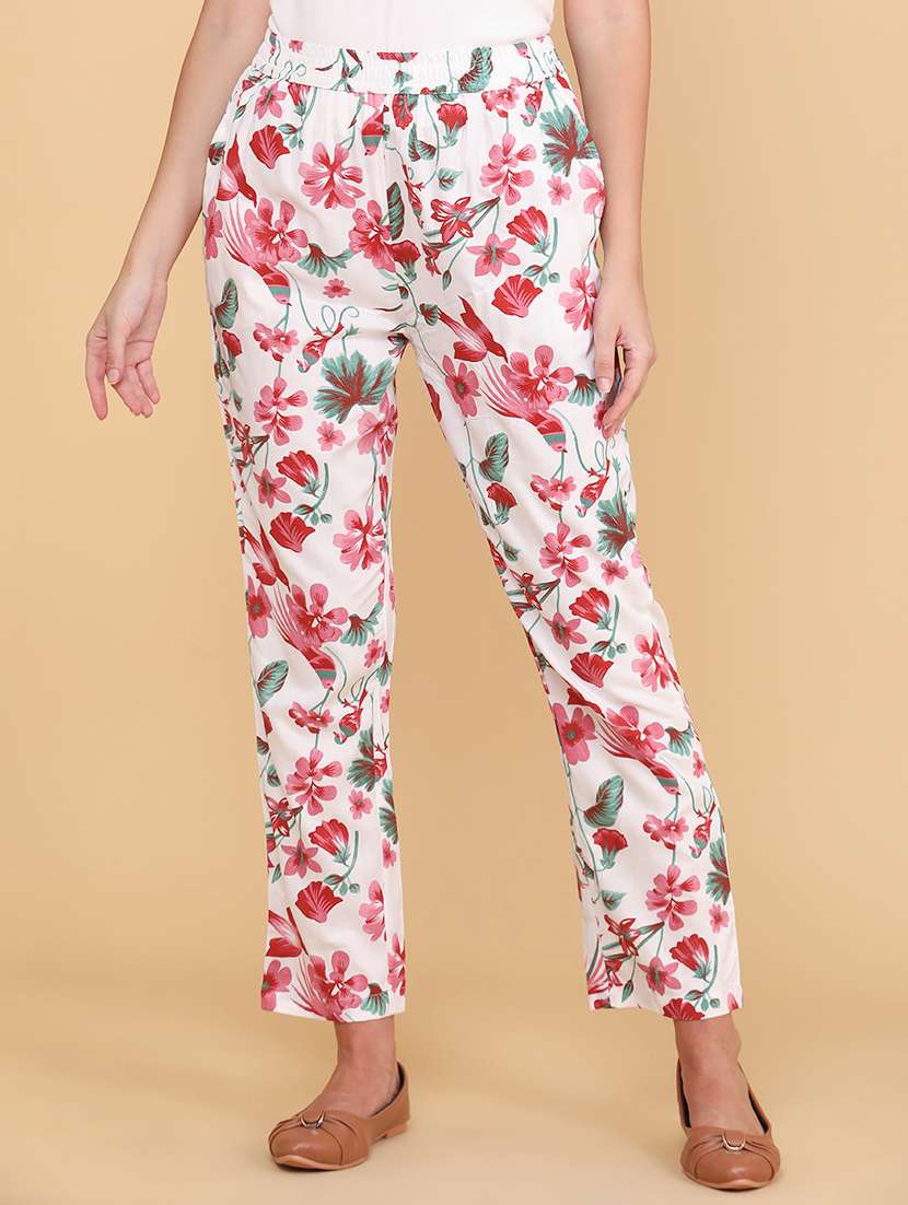 women printed mid rise loungewear pajama