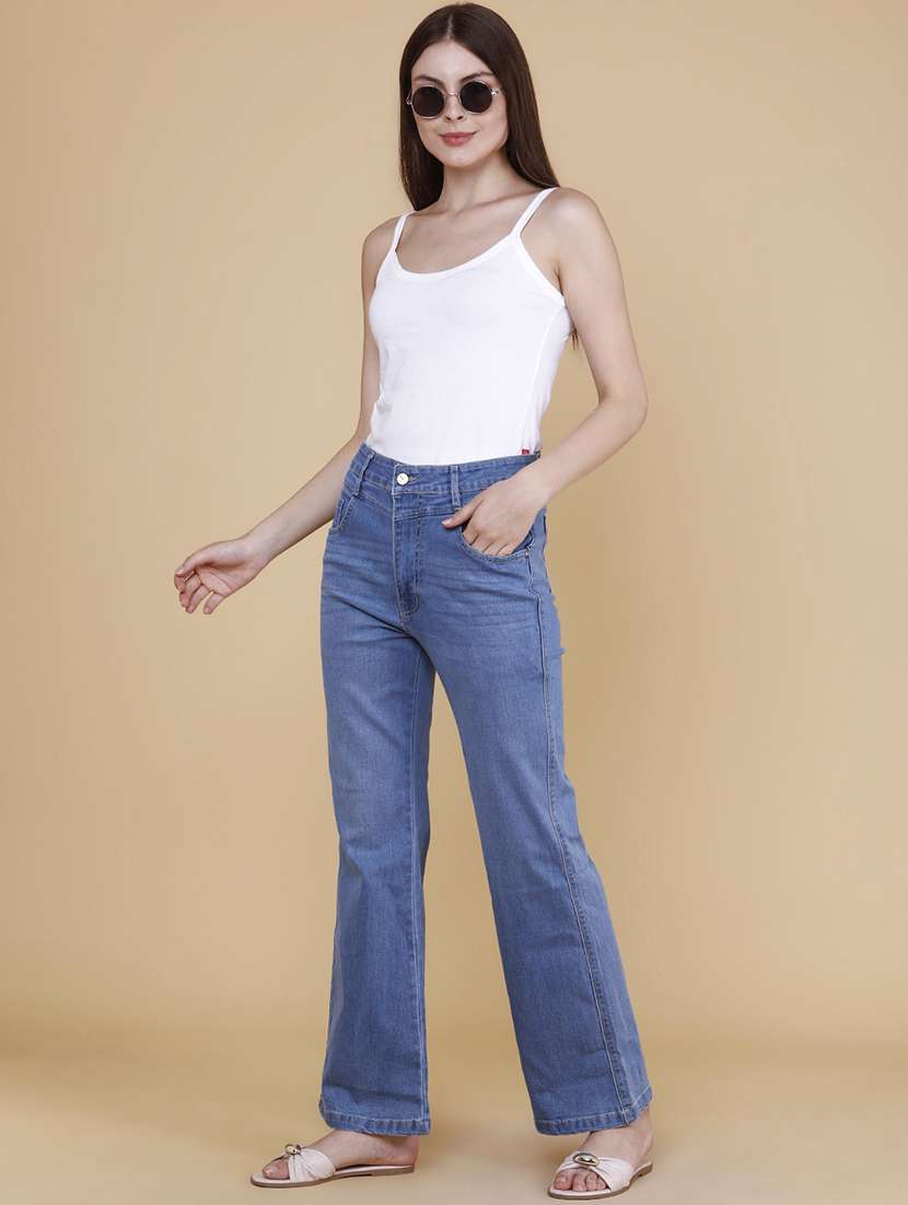 women solid high rise bootcut jeans - 22339116 -  Standard Image - 5