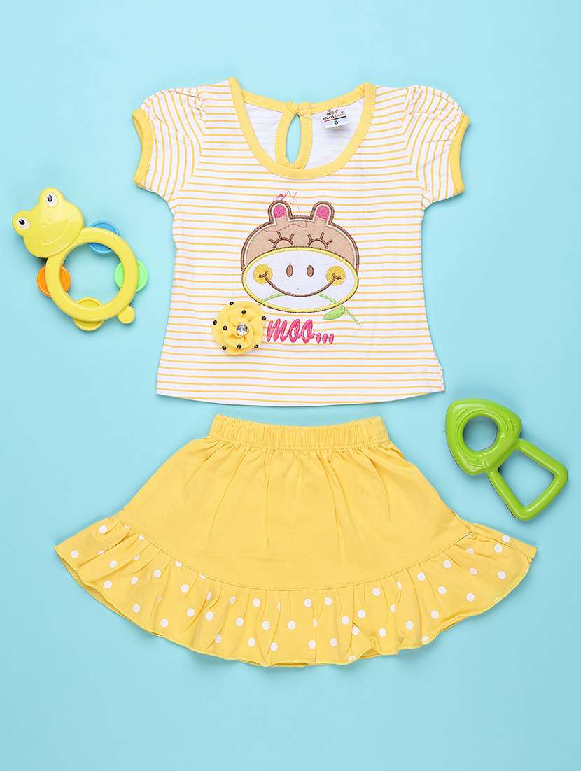 gold cotton combo infant twin set