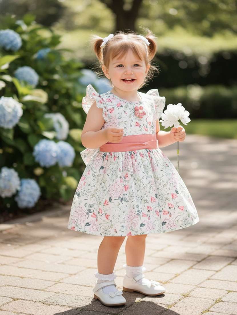 green cotton infant frock