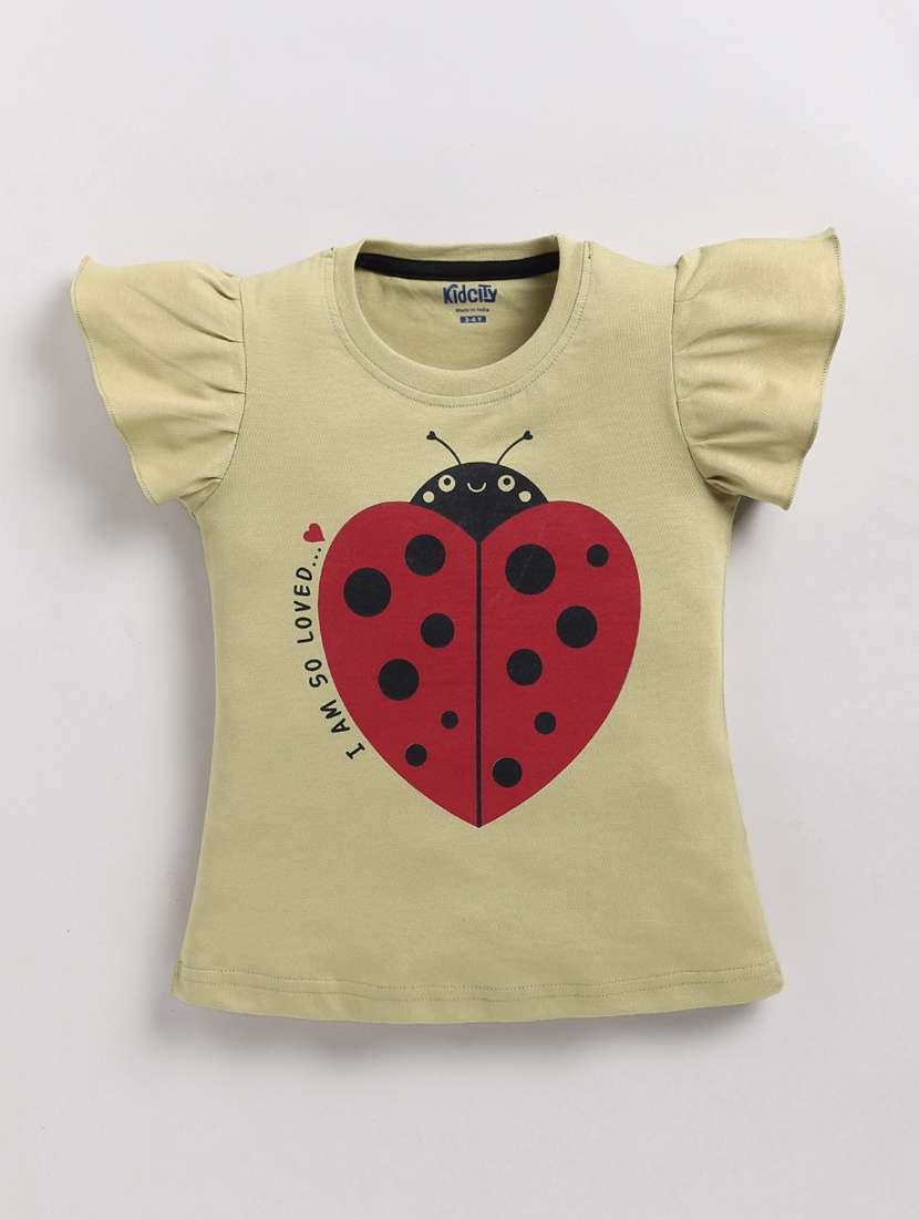 girls printed ruffle sleeve top