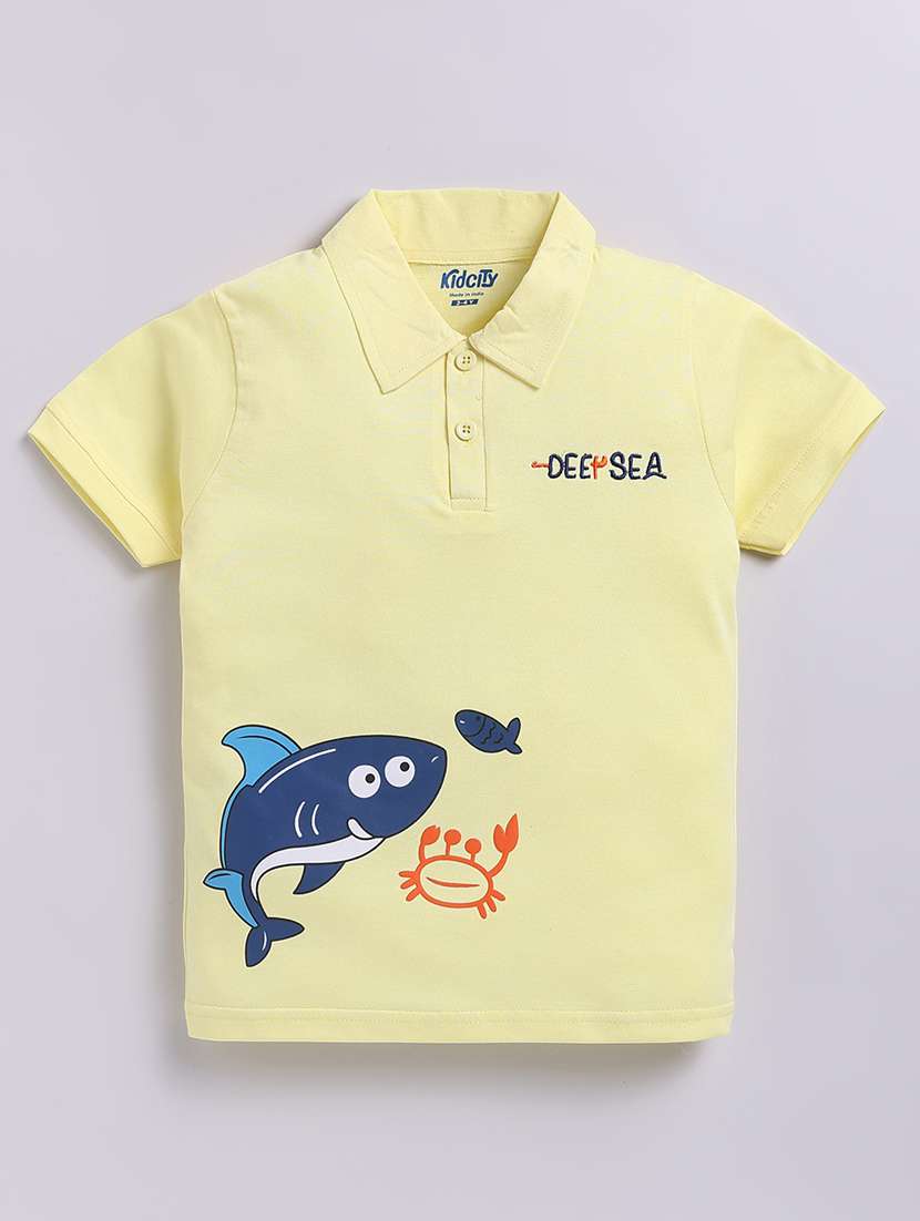 boys printed short sleeve polo t-shirt